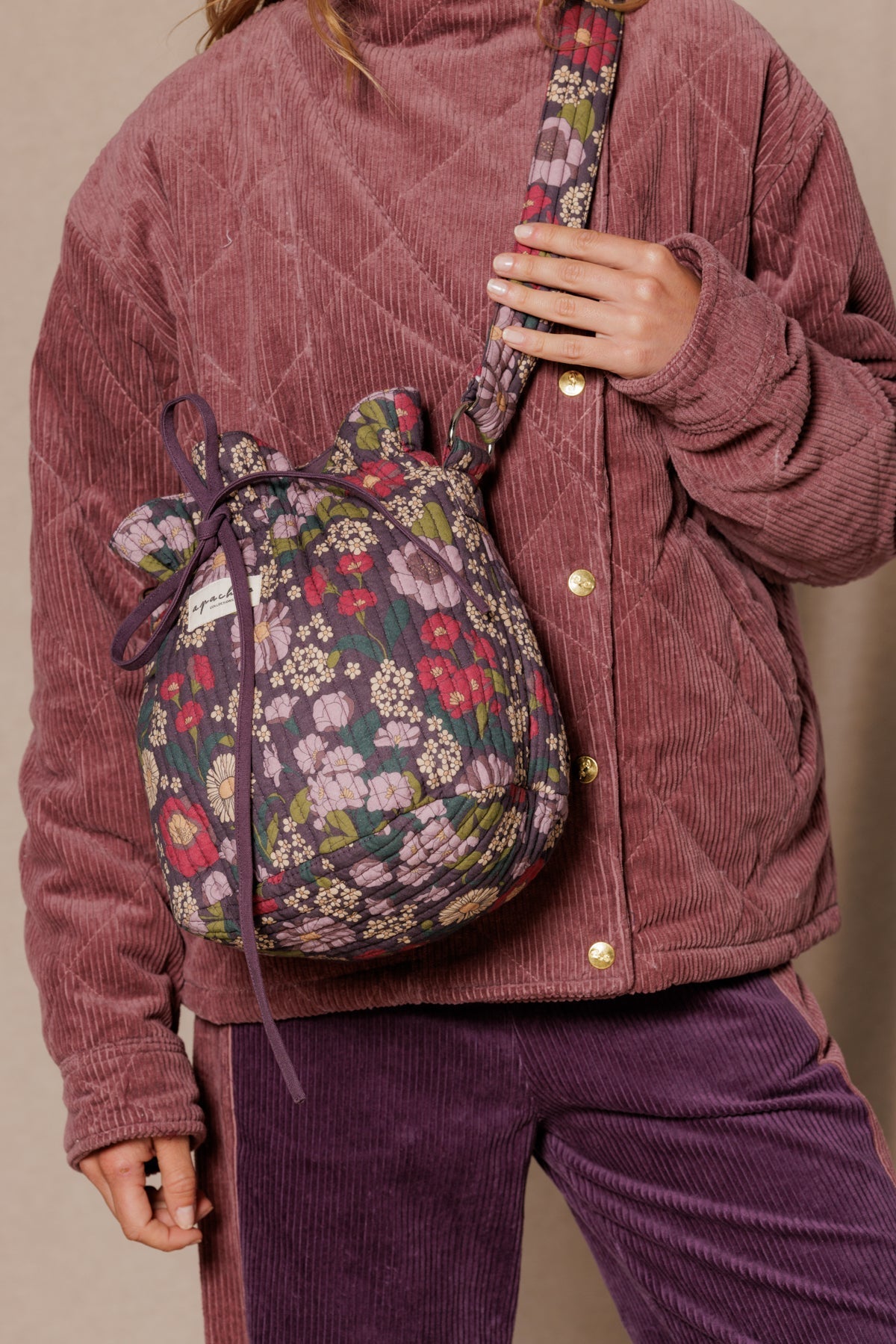 Sac seau fleuri matelassé Salila – September Taffeta – Apaches Collections – vue 5