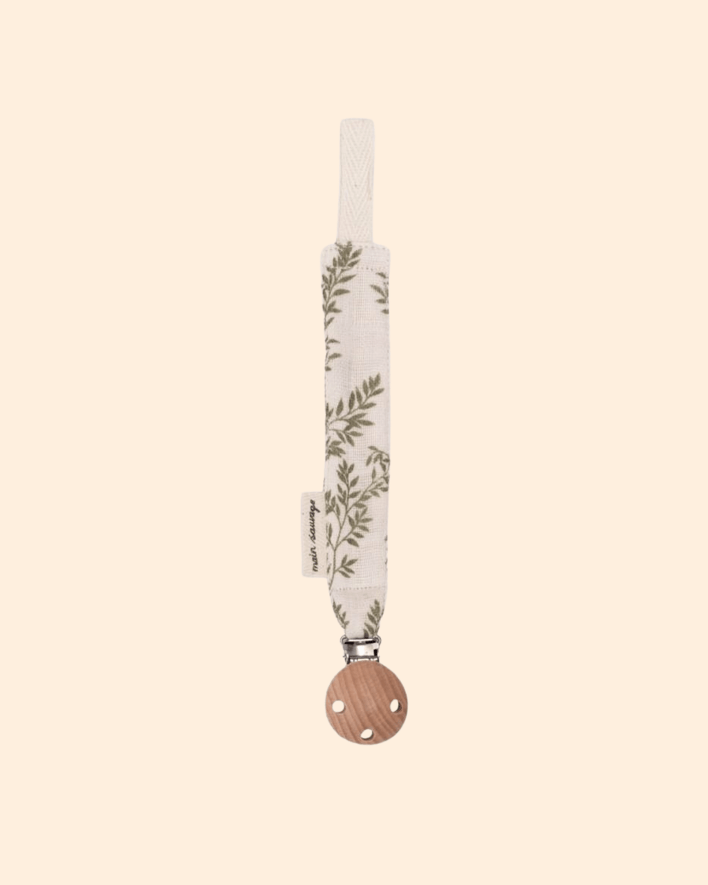Attache tétine tissu bay leaves - main sauvage