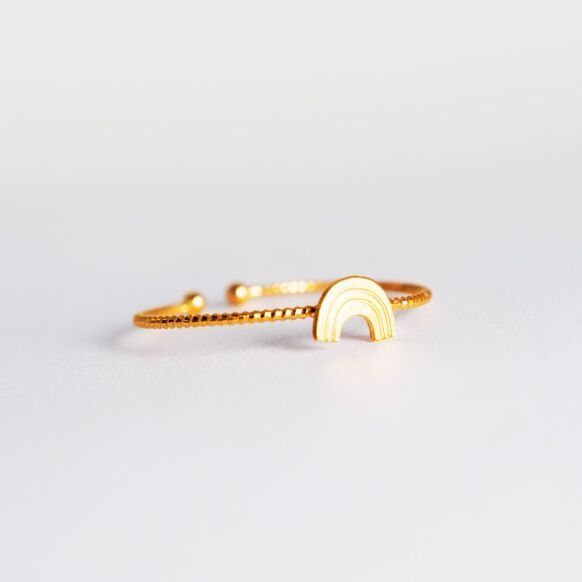Bague enfant arc - en - ciel doré ajustable - adorabili paris