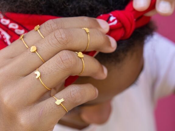 Bague enfant arc - en - ciel doré ajustable - adorabili paris