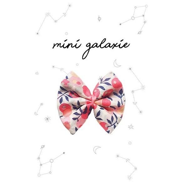 BARRETTE ENFANT FILLE NŒUD LIBERTY CORAIL ET ROSE - Mini Galaxie - Lili Margaret