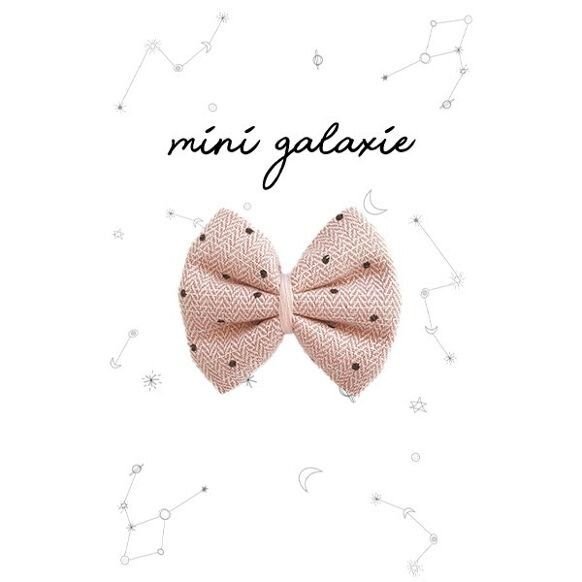 BARRETTE ENFANT FILLE NŒUD ROSE IRISÉ ET POIS NOIRS - Mini Galaxie - Lili Margaret