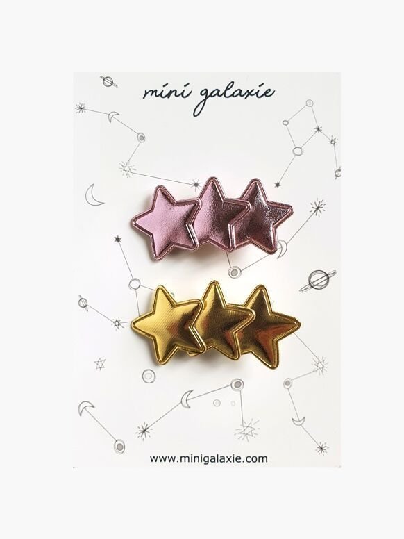 Barrettes enfant fille étoiles or et rose