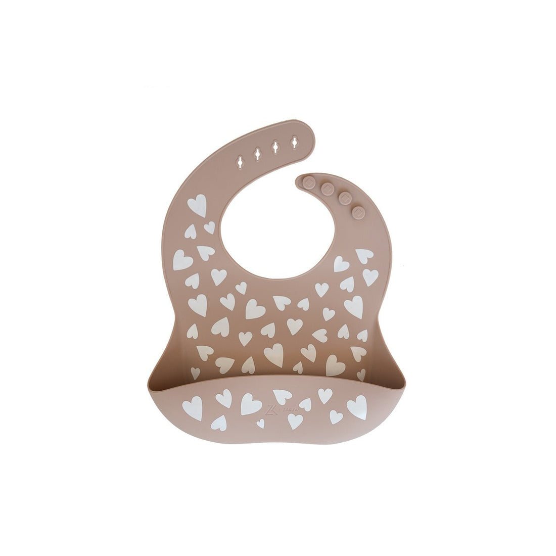 Bavoir en silicone cœurs taupe - zakuw - Lili Margaret