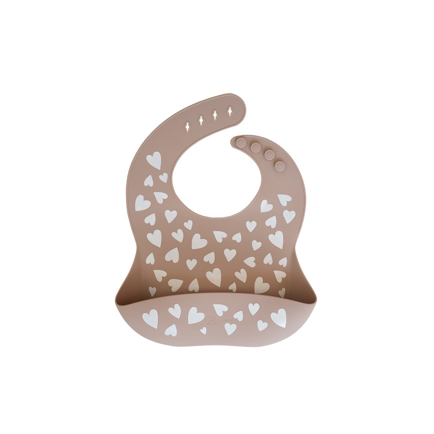 Bavoir en silicone cœurs taupe - zakuw - Lili Margaret