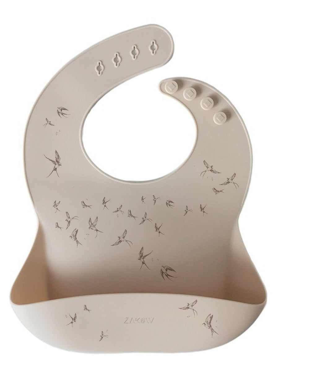Bavoir silicone hirondelles sable - zakuw