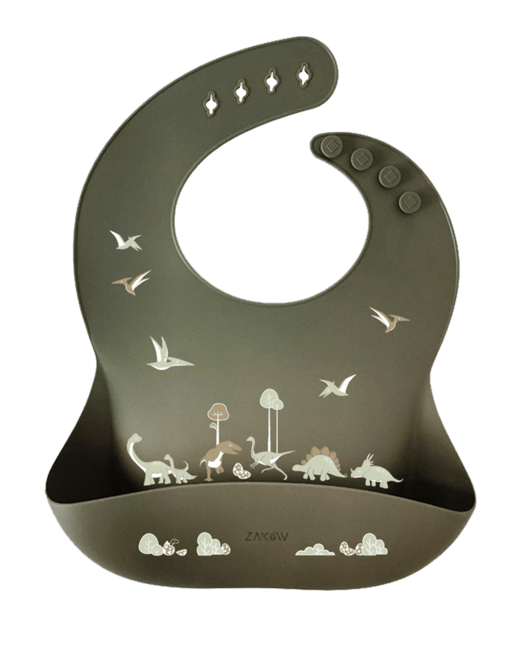 Bavoir silicone souple dinosaures - zakuw