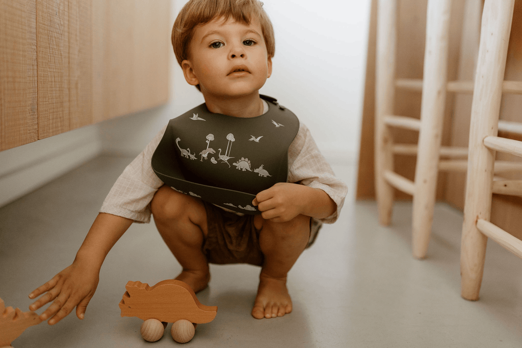 Bavoir silicone souple dinosaures - zakuw