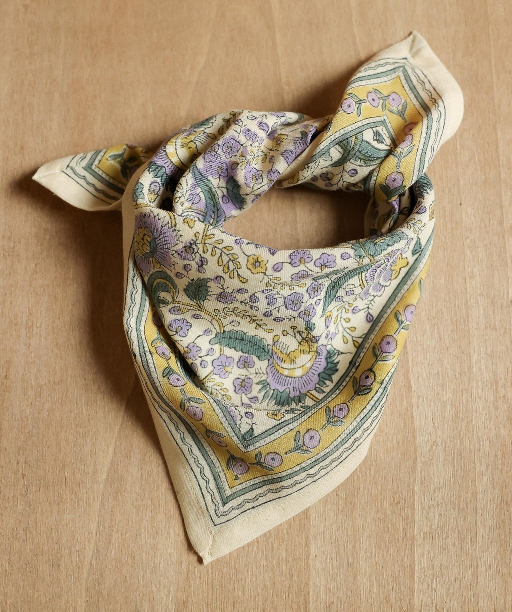 Foulard petit format Haydee Sorbet Citron Vert Violette en coton imprimé - vue 2