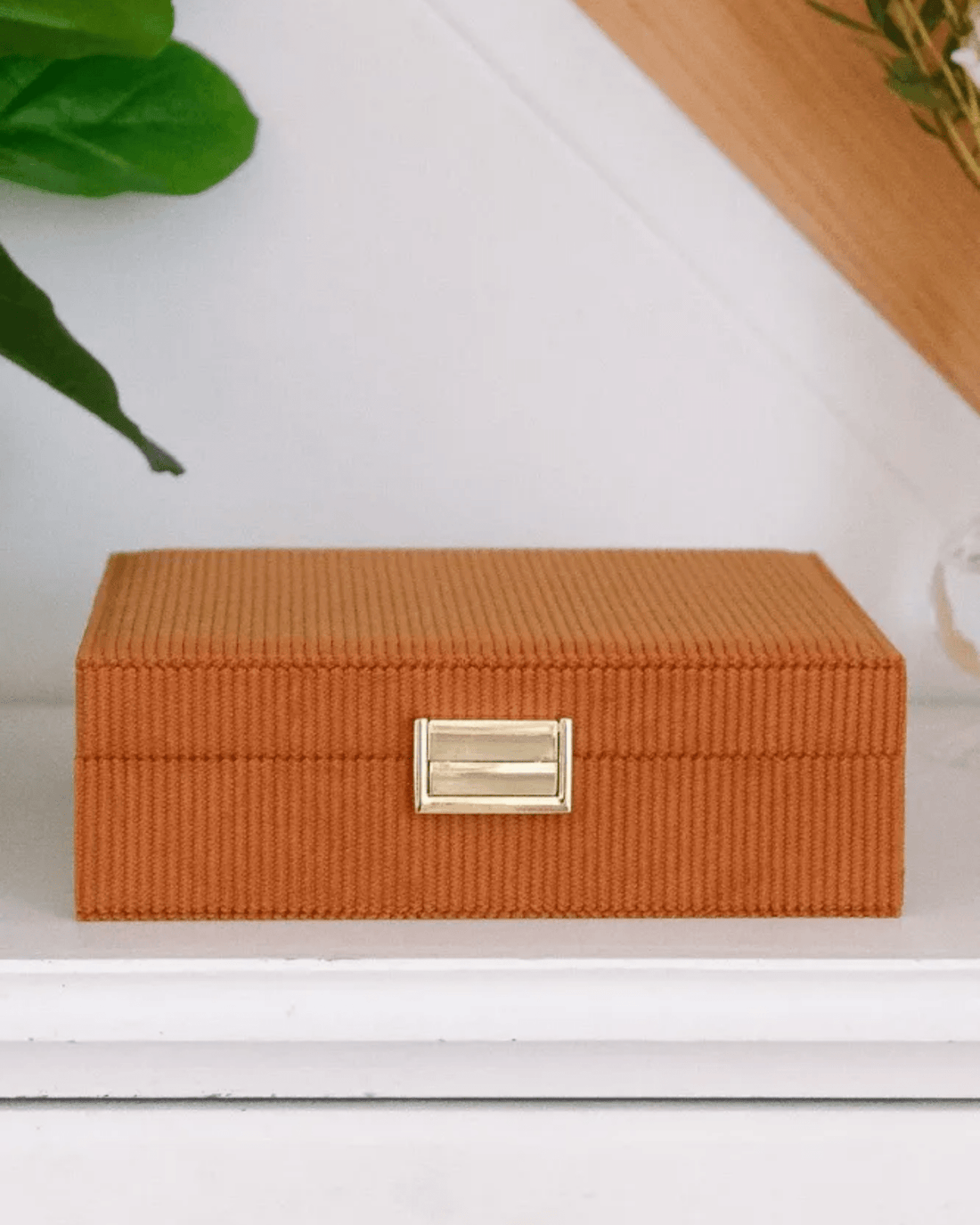 Boîte à bijoux en velours côtelé camel – Anne par Maison Scarlett - Lili Margaret