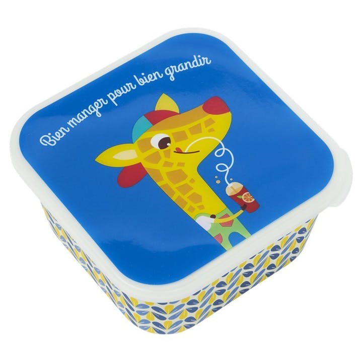 Boîte à goûter enfant - girafe cool bleu