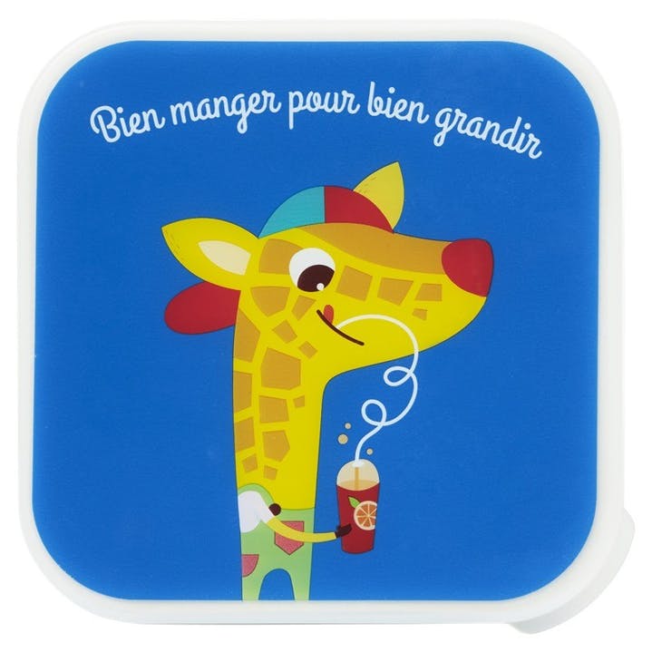 Boîte à goûter enfant - girafe cool bleu