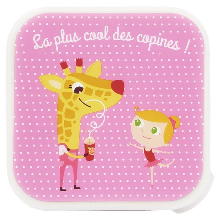 Boîte à goûter enfant - girafe rose et rouge
