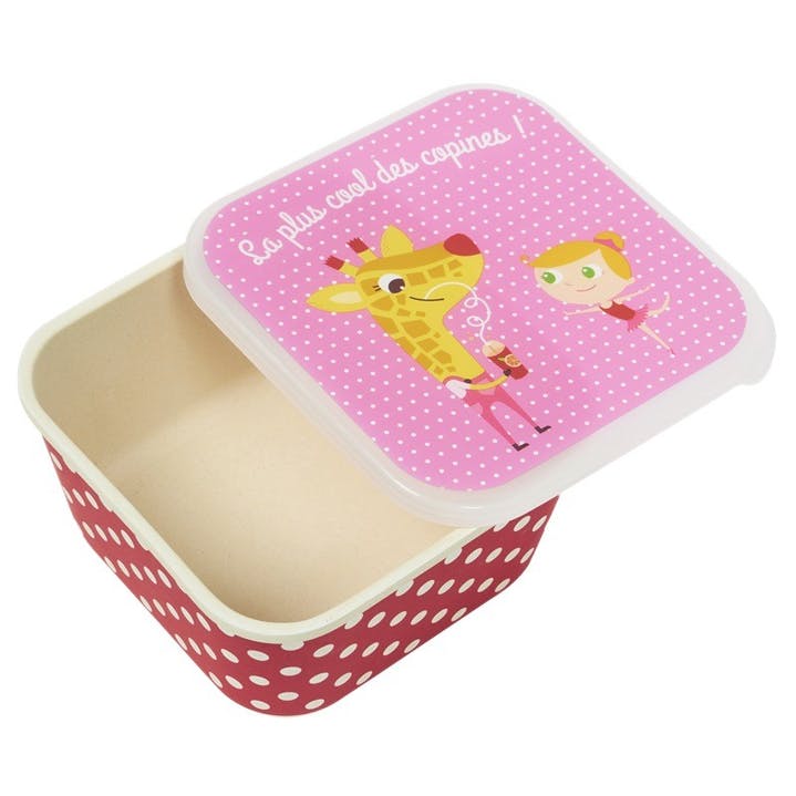 Boîte à goûter enfant - girafe rose et rouge