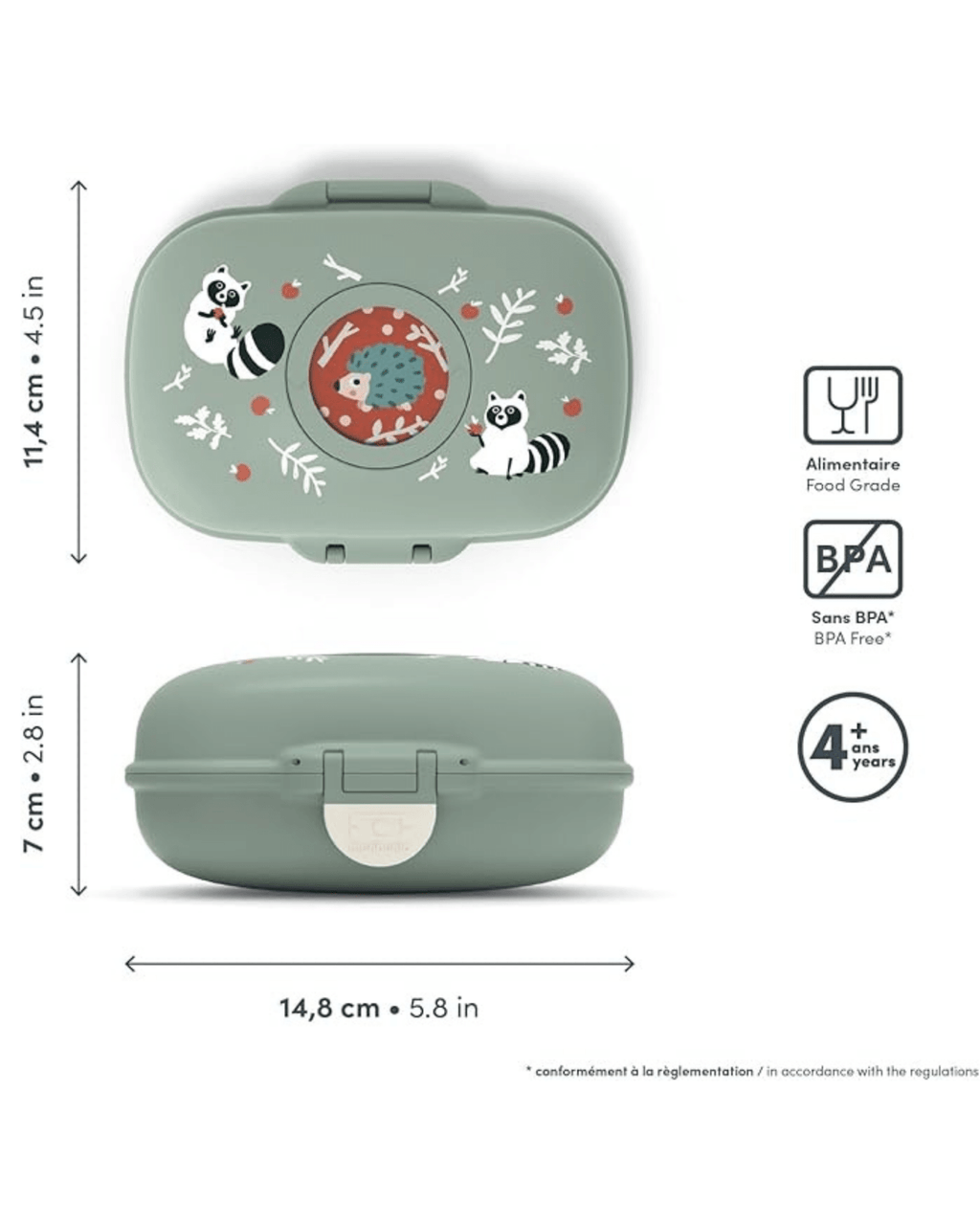 Boite à gouter enfant gram vert - monbento