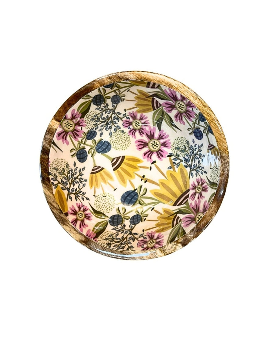 Bol en bois champ fleuri