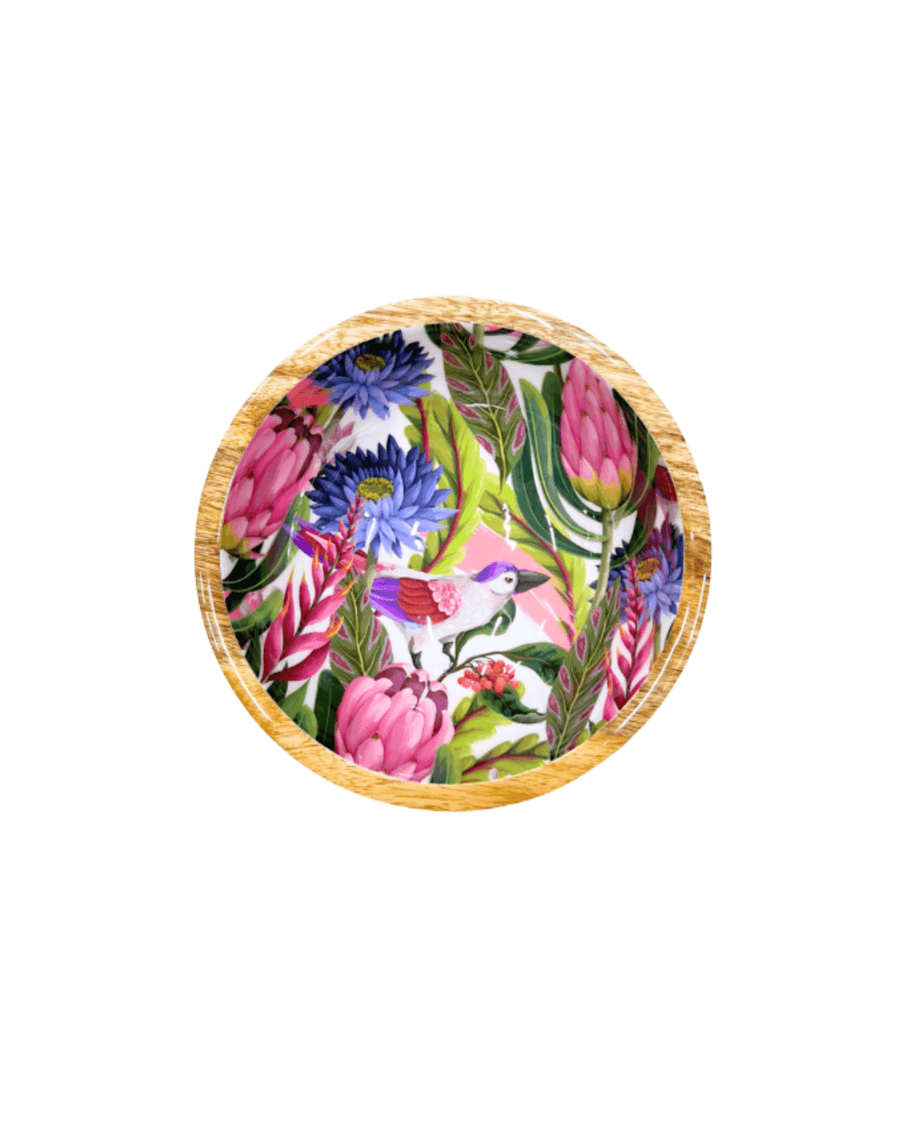 Bol en bois fleurs tropicales