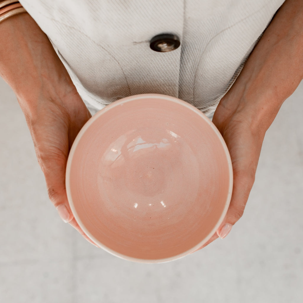 Bol en céramique fait main rose poudré - claycraft