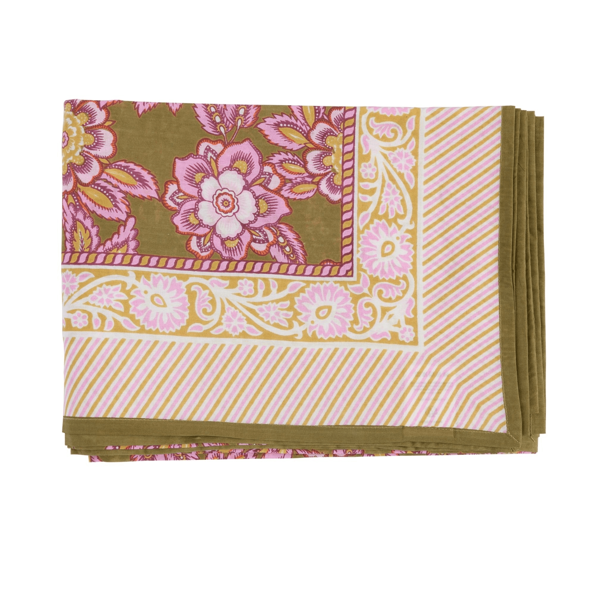 Nappe bohème Jakarta Olive imprimé floral-Bonheur du Jour-Nappe