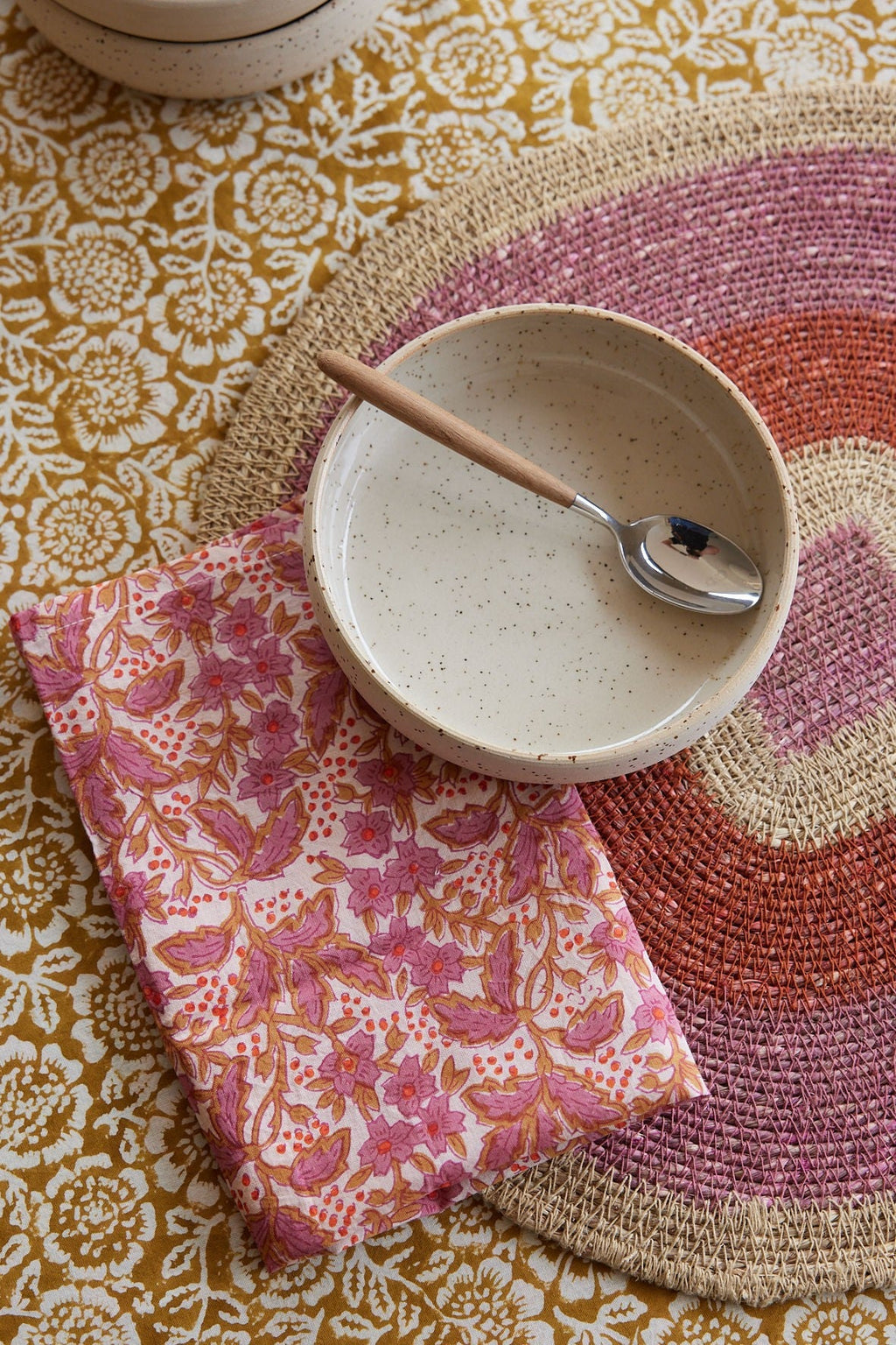 Nappe en coton block print Kamala Absynthe 170 x 300 cm - vue 7
