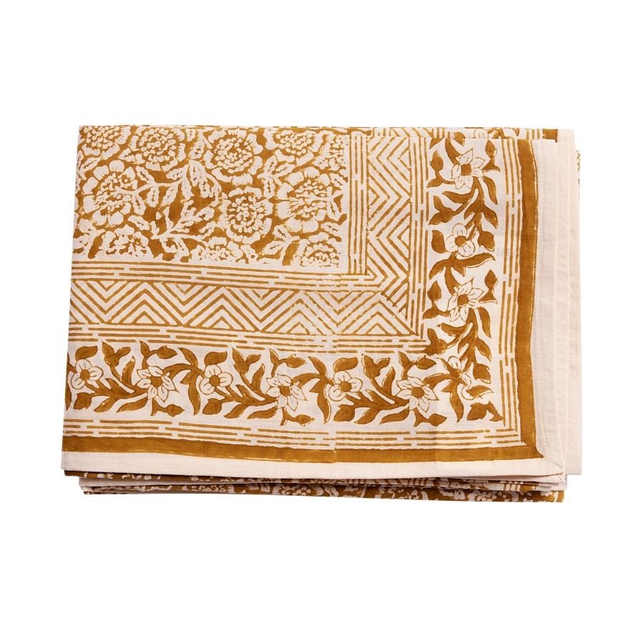 Nappe en coton block print Kamala Absynthe 170 x 300 cm - vue 2