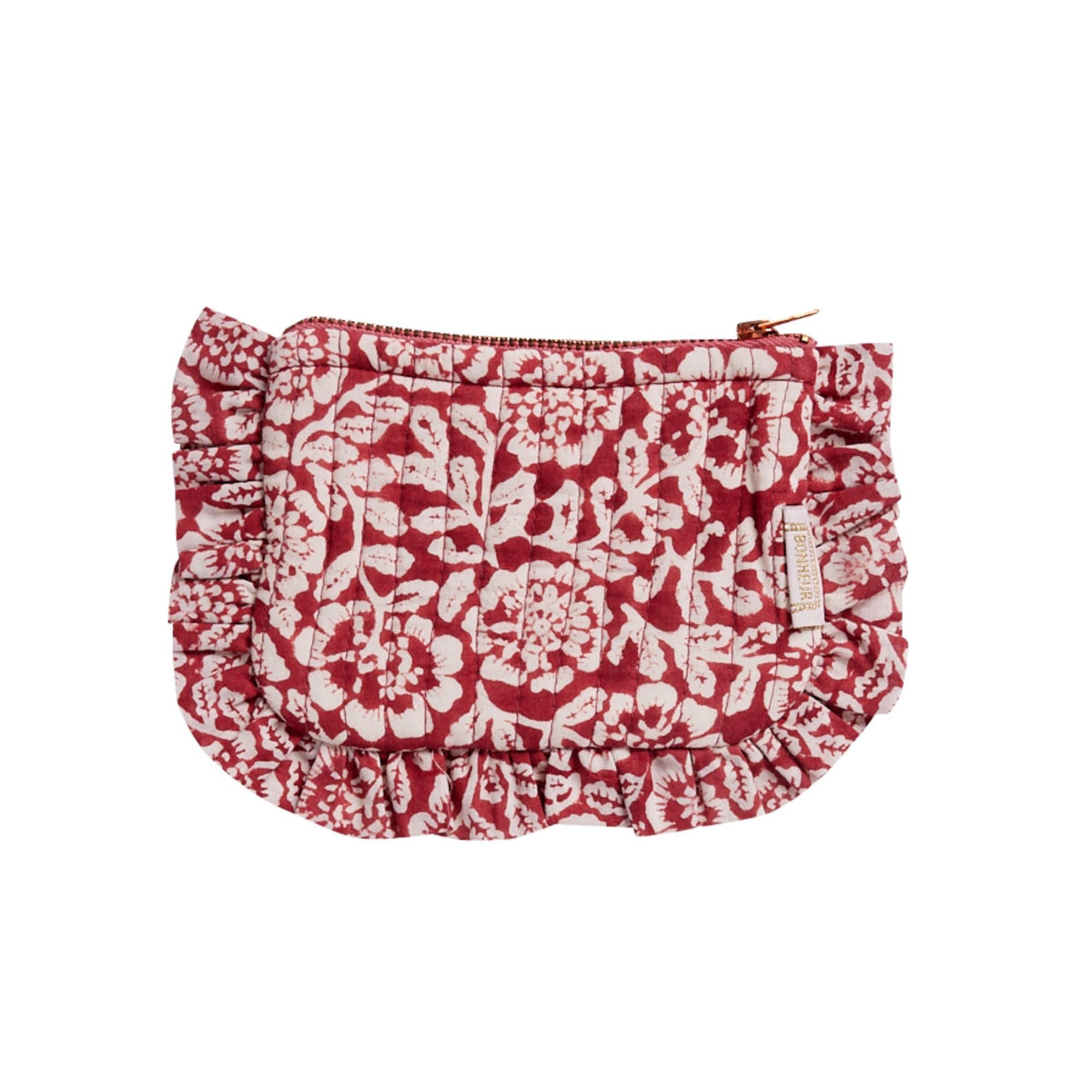 Petite pochette à volants matelassée Kamala Grenat - Bonheur du Jour
