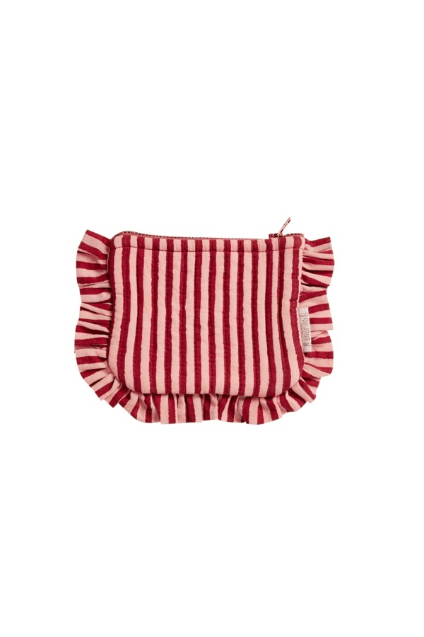Petite pochette à volants matelassée Rayures Grenat