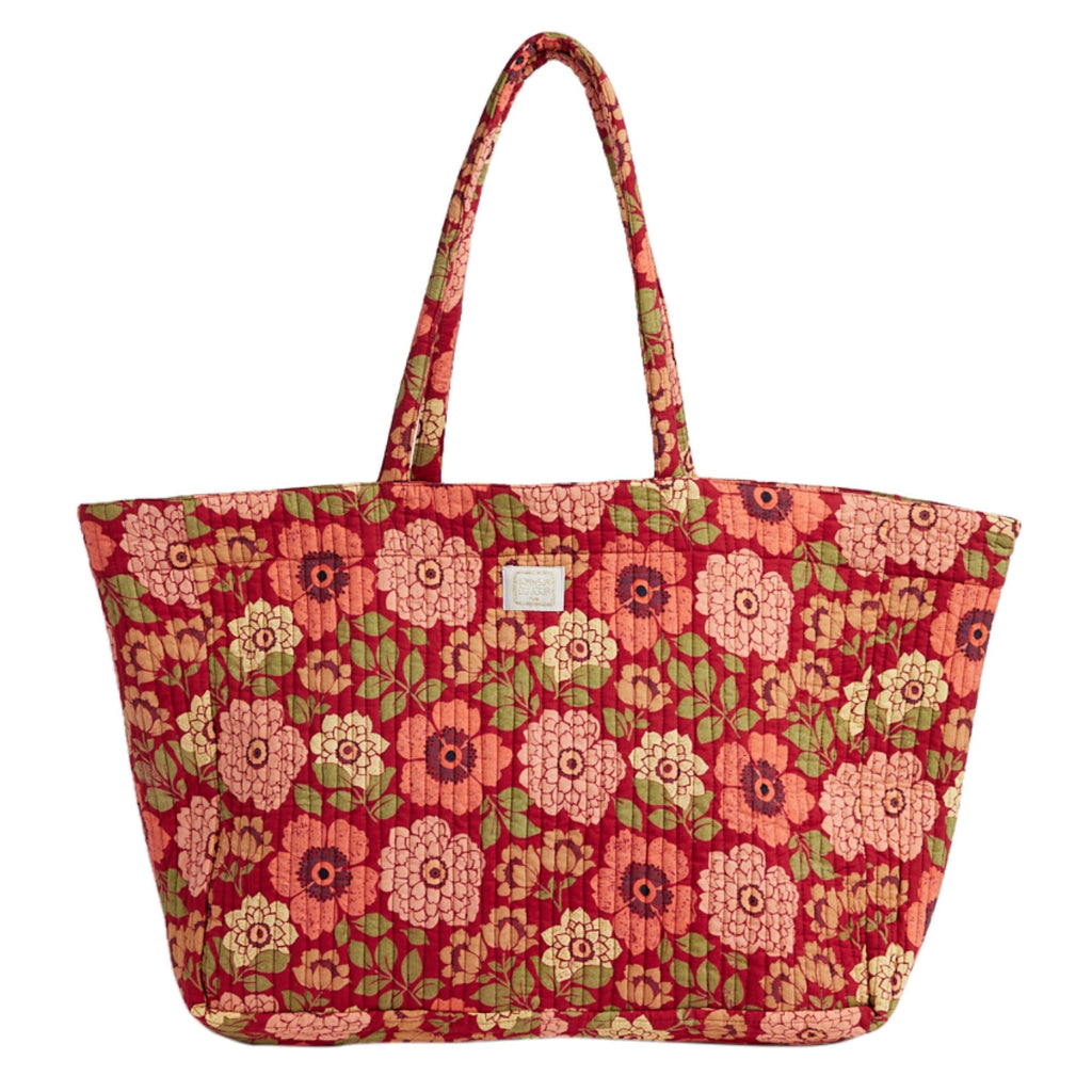 Sac cabas matelassé fleuri Trotter Bengale Bordeaux - Bonheur du Jour - vue 2