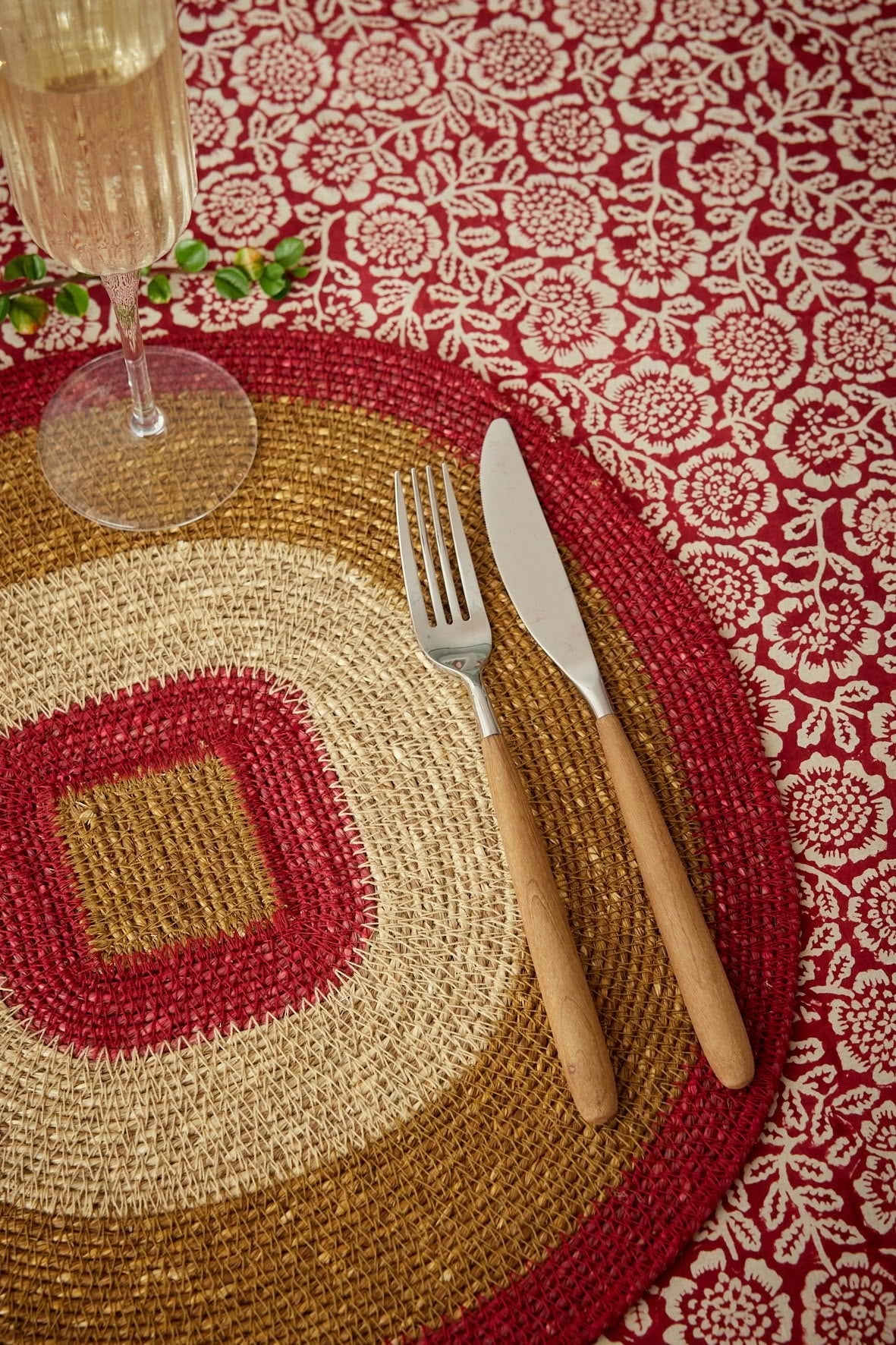 Set de table en jonc de mer tressé Mada Grenat - Bonheur du Jour - vue 4