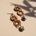 Boucles d'oreilles artisanales bois et pierres naturelles - bewööd