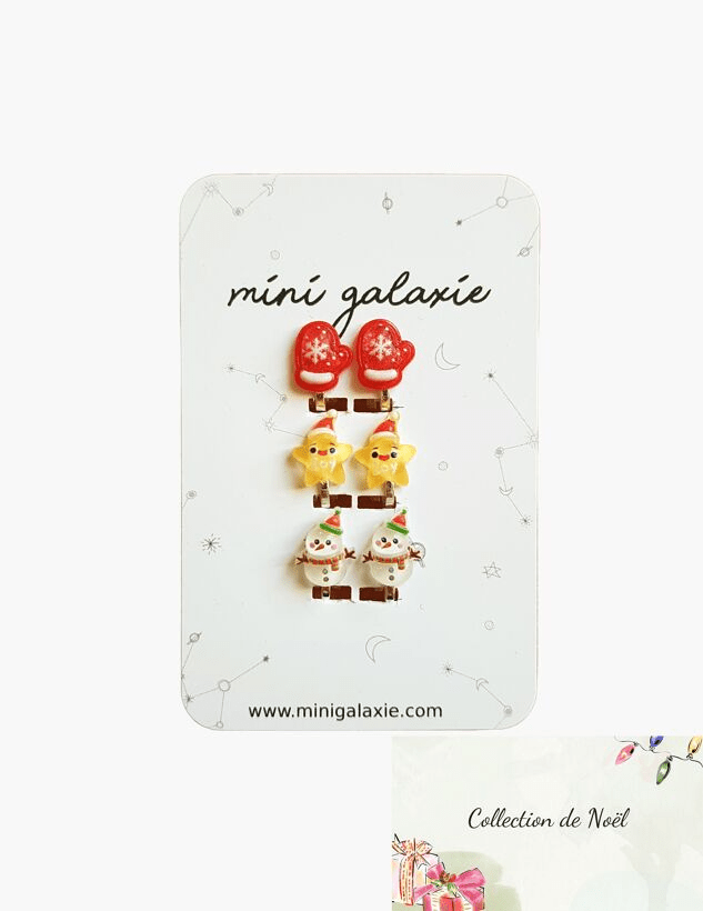 Boucles d'oreilles clips Noël - mini galaxie