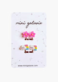 Boucles d'oreilles clips arc - en - ciel et fleur - mini galaxie