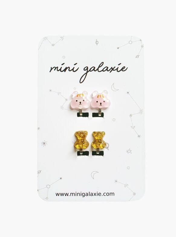 Boucles d'oreilles clips pour enfant chien et ourson