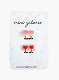 Boucles d'oreilles clips pour enfant motif cœurs - mini galaxie