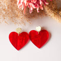 Boucles doreilles cœur rouge maxi maé – azeria création
