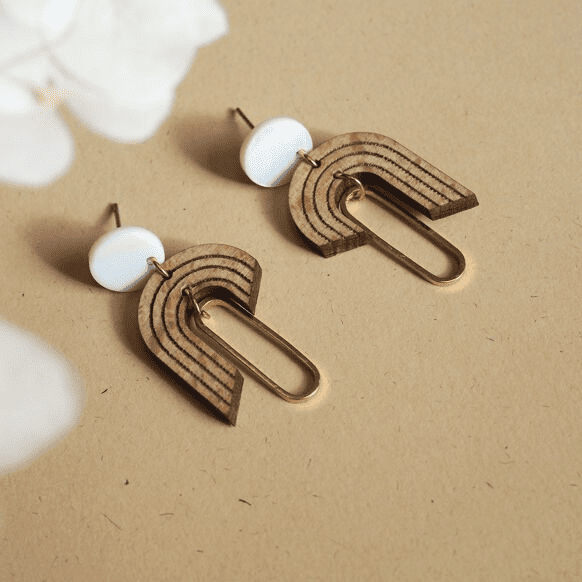 Boucles d'oreilles en bois fait main azurine