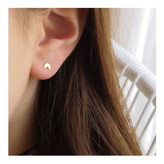 Boucles d’oreilles enfant arc - en - ciel doré - adorabili paris