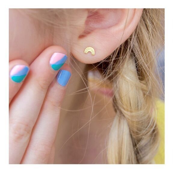 Boucles d’oreilles enfant arc - en - ciel doré - adorabili paris