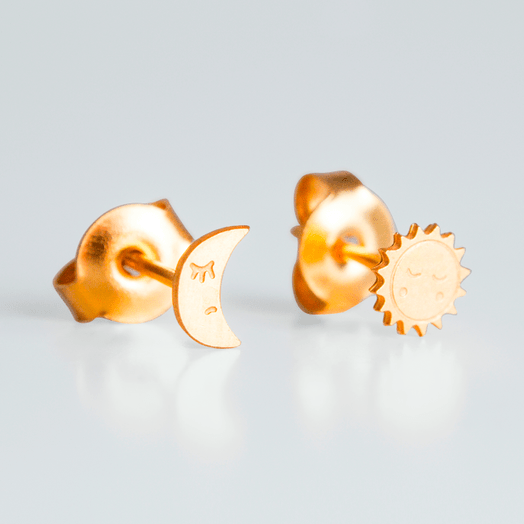 Boucles d’oreilles enfant lune et soleil doré - adorabili paris