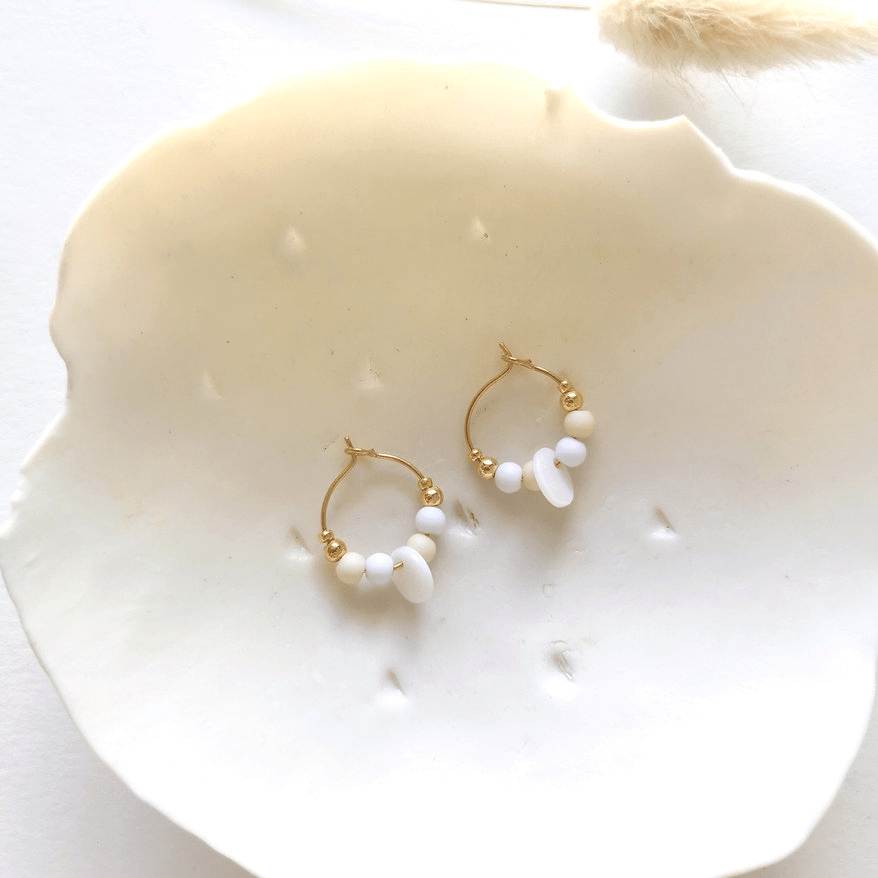 Boucles d'oreilles enfant nacre naturelle sequin les chanceuses - emma'bulle