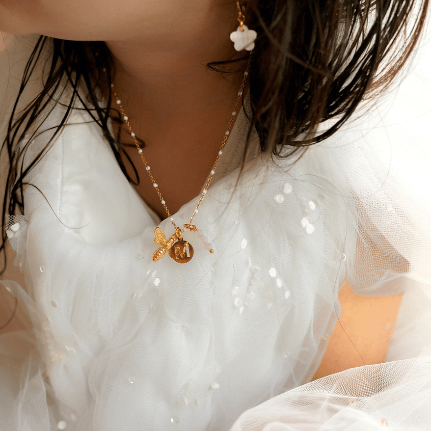 Boucles d'oreilles enfant rose poudré les pensives - emma'bulle