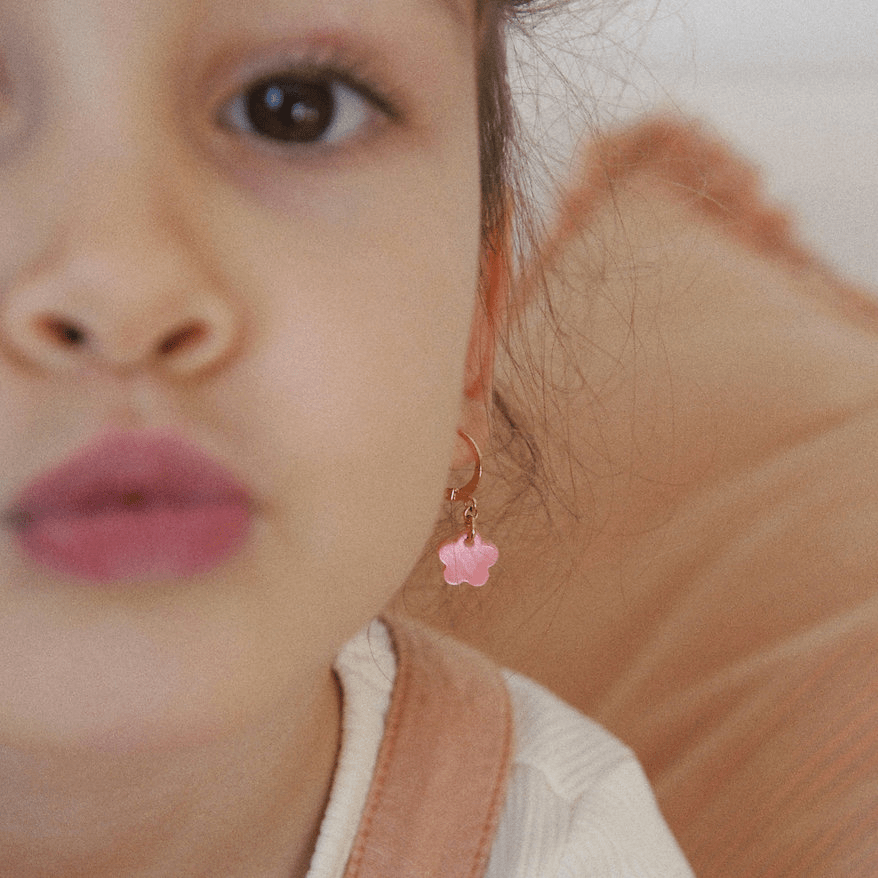 Boucles d'oreilles enfant rose poudré les pensives - emma'bulle