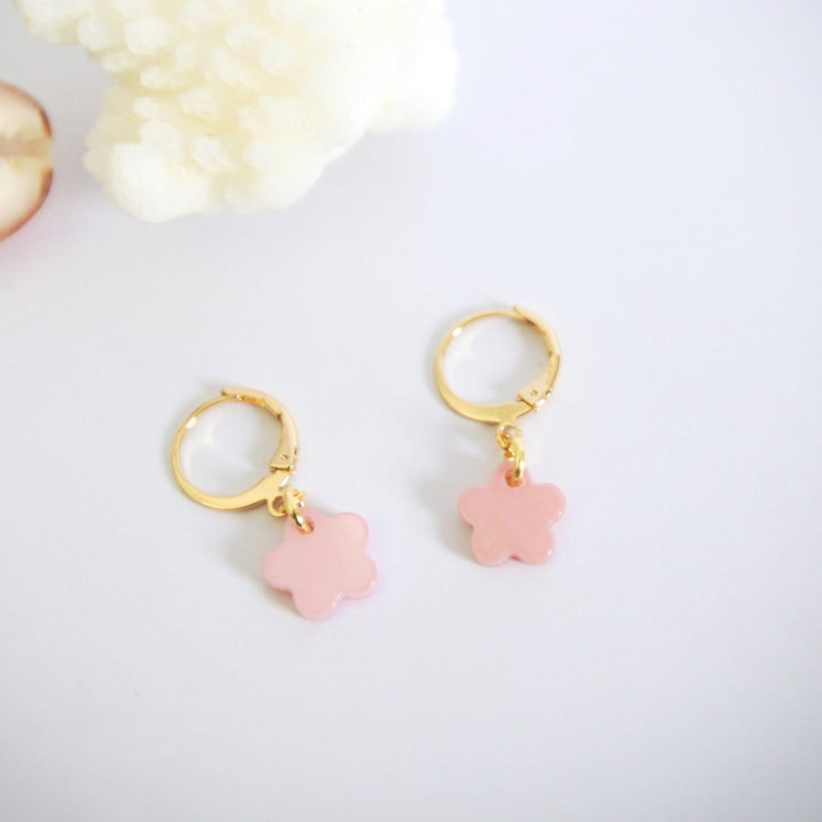 Boucles d'oreilles enfant rose poudré les pensives