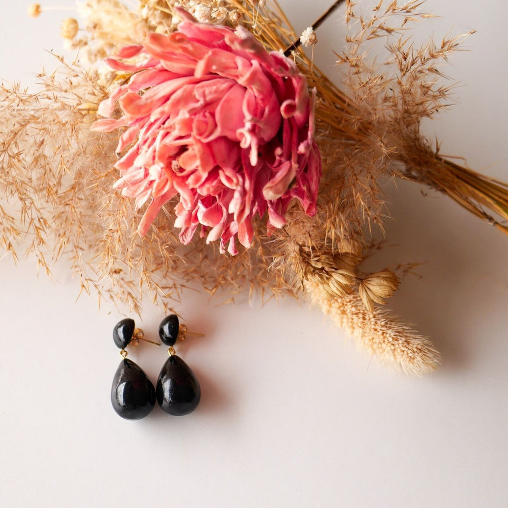 Boucles doreilles noires femme alis - azeria création