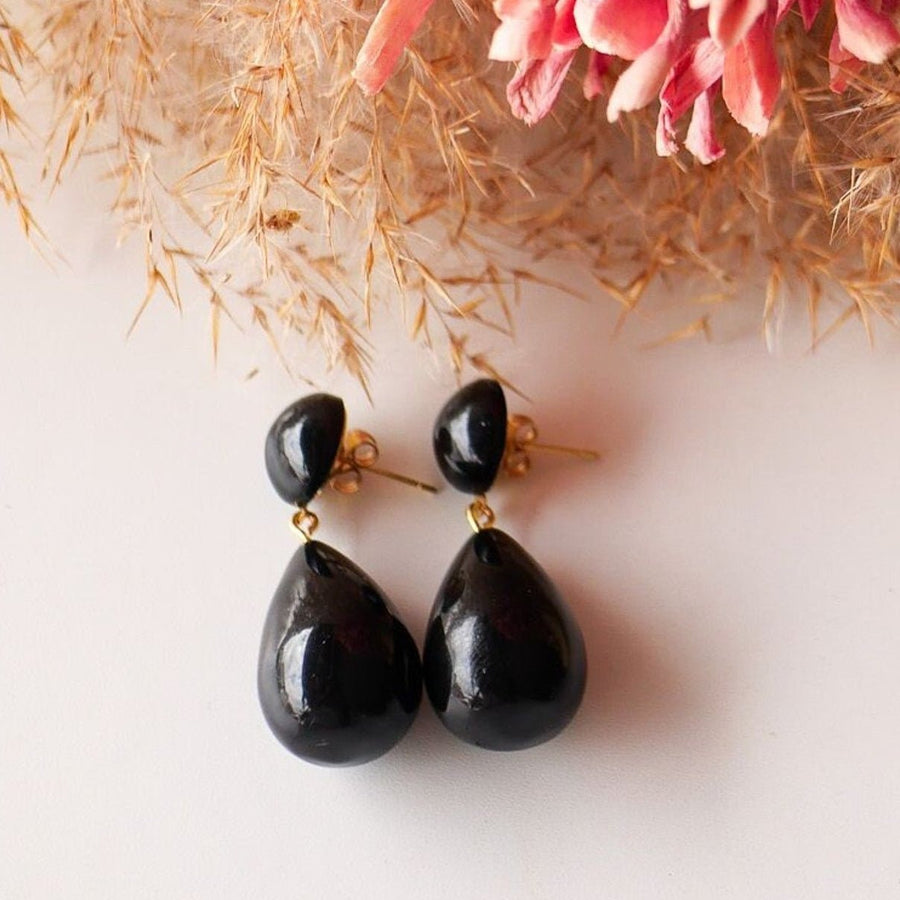 Boucles doreilles noires femme alis