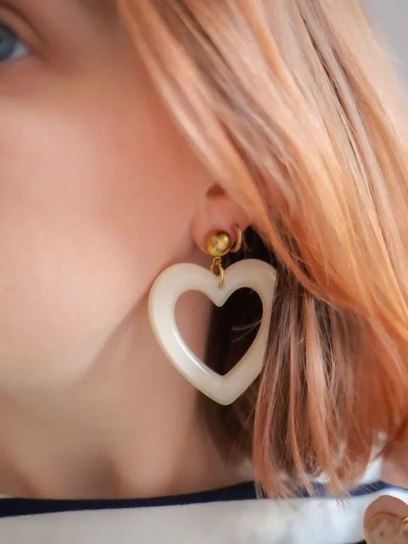 Boucles d'oreilles pendantes coeur "maeve" - azeria création