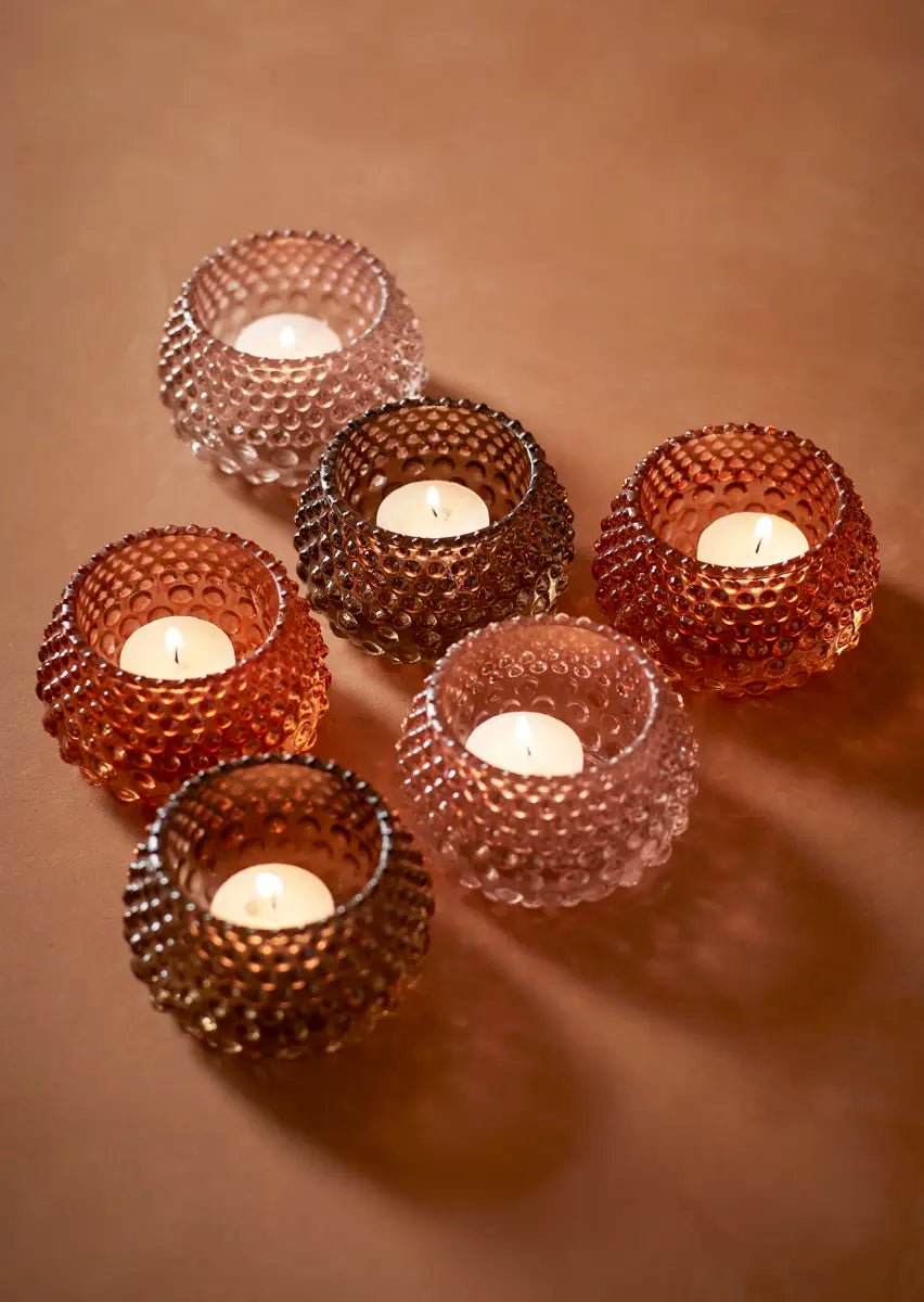 Bougeoir en verre teinté (orange, rose &amp; fumé) - Madam Stoltz