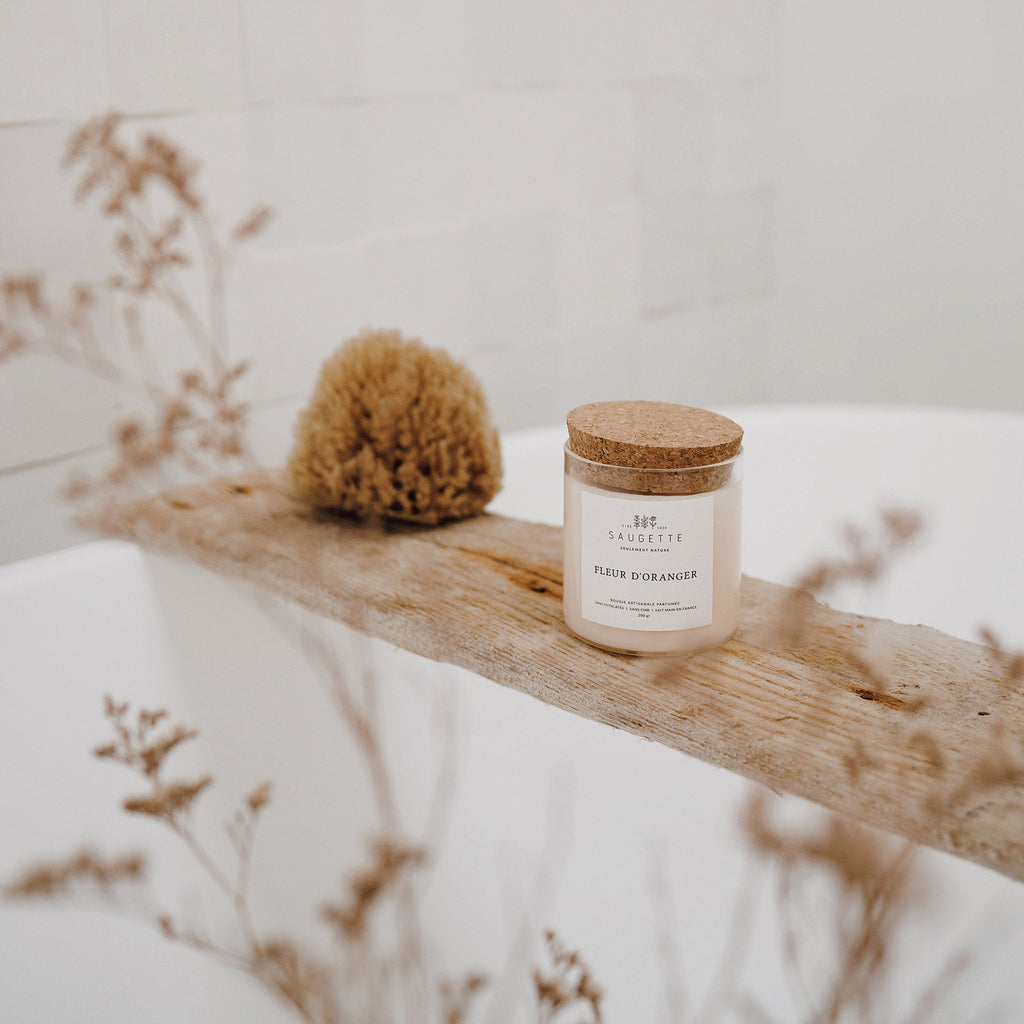 Bougie artisanale parfumée à la cire végétale - Fleur d'oranger