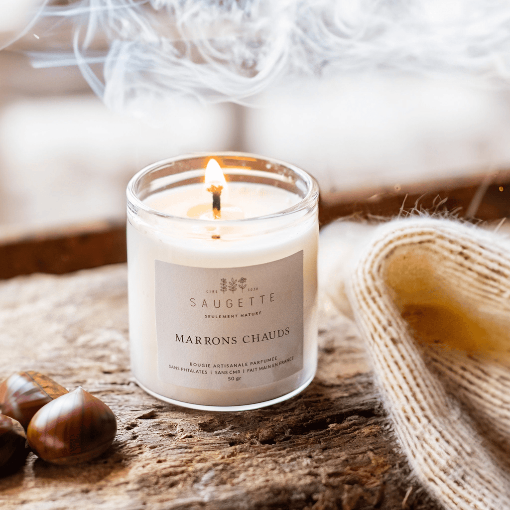 Bougie naturelle parfumée - Marrons chauds
