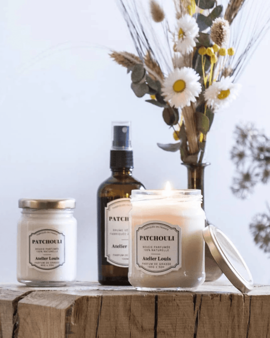 Bougie naturelle parfumée patchouli - atelier louis